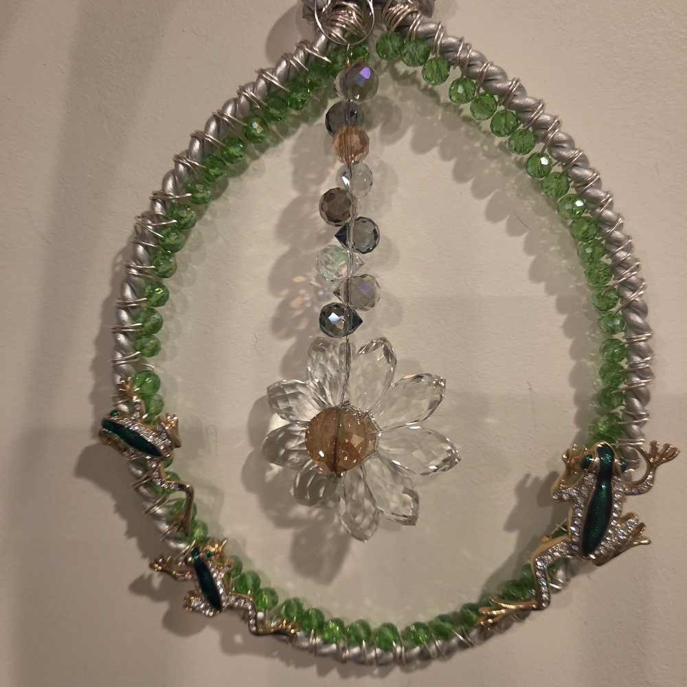 Handcrafted Green Frog Suncatcher - Picture 3 of 3